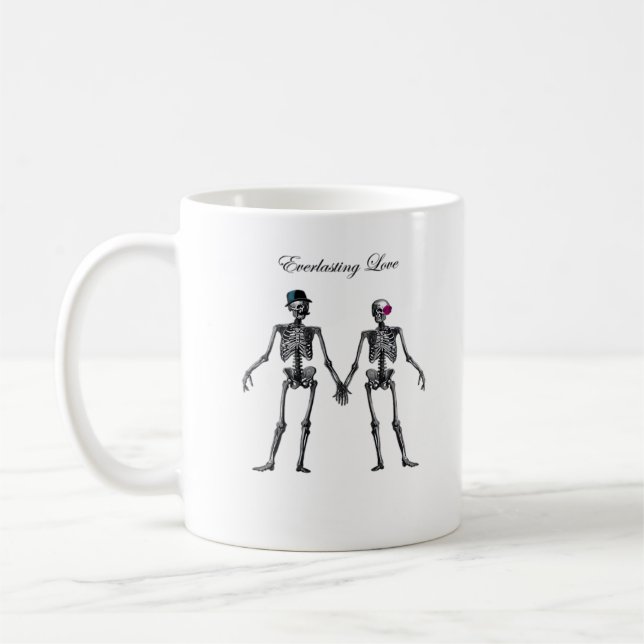 Gothic Skeleton Couple (White) Classic Coffee Mug (Left)