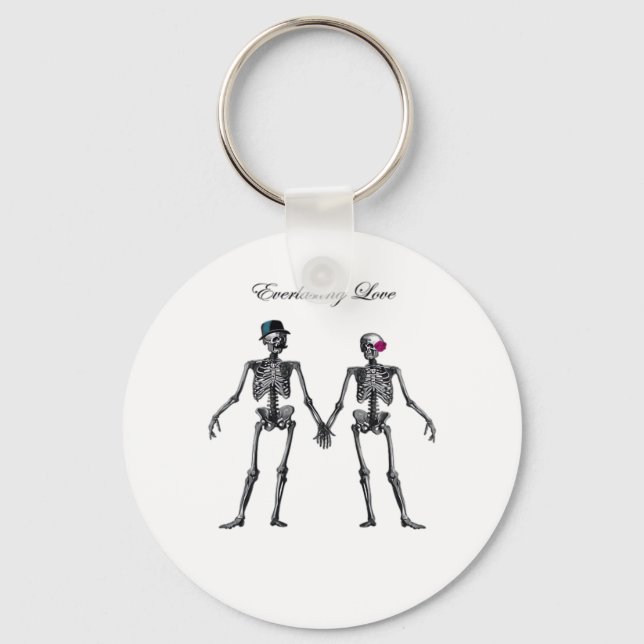 Gothic Skeleton Couple (White) Classic Key Ring (Front)