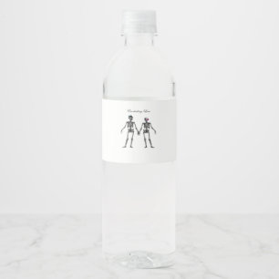 Gothic Skeleton Couple (White) Classic Water Bottle Label