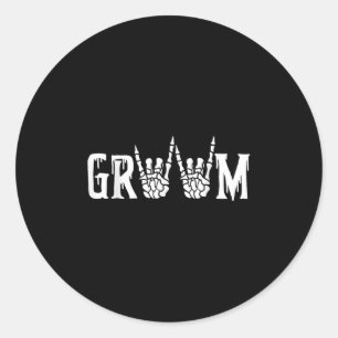 Gothic Skeleton Groom Wedding Just Married Spooky  Classic Round Sticker