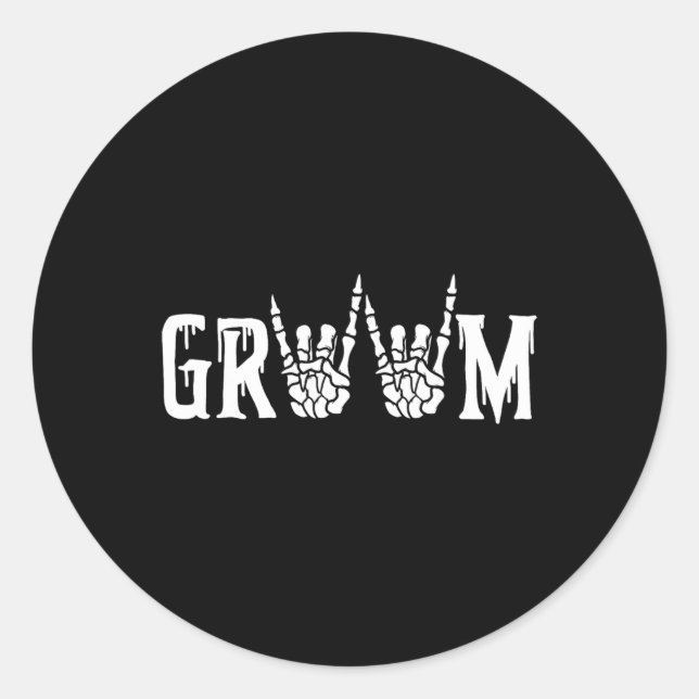 Gothic Skeleton Groom Wedding Just Married Spooky  Classic Round Sticker (Front)