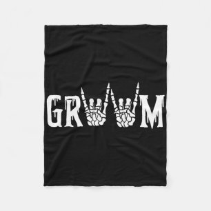 Gothic Skeleton Groom Wedding Just Married Spooky  Fleece Blanket