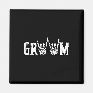 Gothic Skeleton Groom Wedding Just Married Spooky Magnet