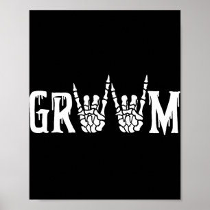 Gothic Skeleton Groom Wedding Just Married Spooky Poster
