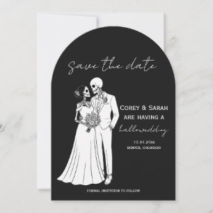 Gothic Skeleton Halloween Save the Date Cards