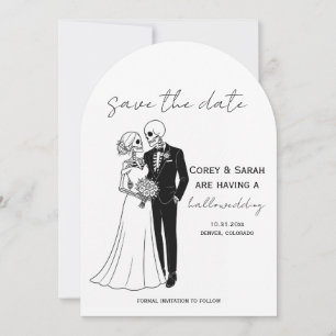 Gothic Skeleton Halloween Save the Date Cards