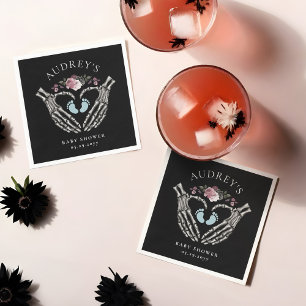 Gothic Skeleton Hands Heart Baby Boy Shower Napkin