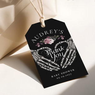 Gothic Skeleton Hands Heart Baby Shower Thank You Gift Tags