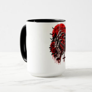 Gothic Skeleton Hands Red Roses Halloween Horror D Mug