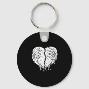 Gothic Skeleton Heart Hands Retro Aesthetic Key Ring