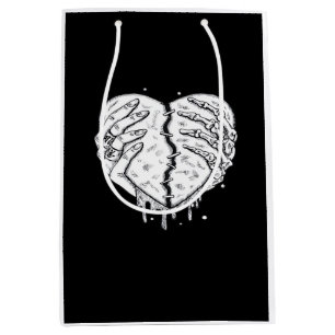 Gothic Skeleton Heart Hands Retro Aesthetic Medium Gift Bag
