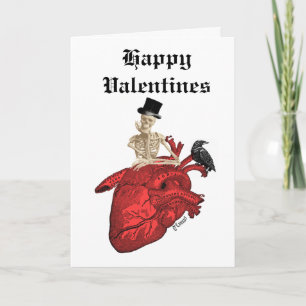 Gothic skeleton & heart valentines day holiday car card