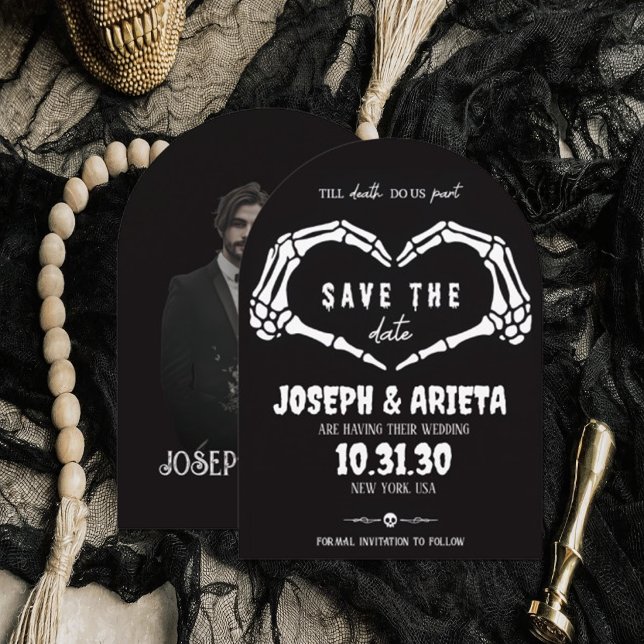 Gothic Skeleton Heart Wedding Save the Date Invitation (Creator Uploaded)