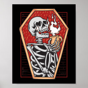 Gothic Skeleton in Coffin Mall Goth Halloween Aest Poster