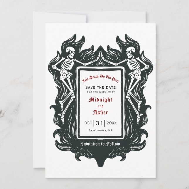 Gothic Skeleton Love Till Death Do Us Part  Save T The Date (Front)