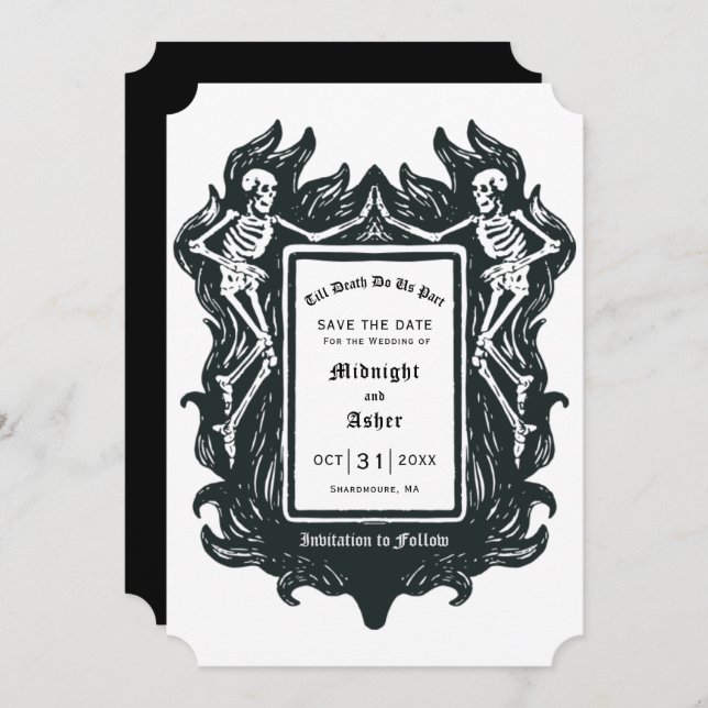 Gothic Skeleton Love Till Death Do Us Part  Save The Date (Front/Back)
