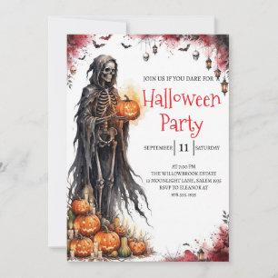 Gothic Skeleton Man Halloween Party Invitation