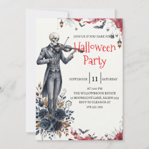 Gothic Skeleton Man Halloween Party Invitation