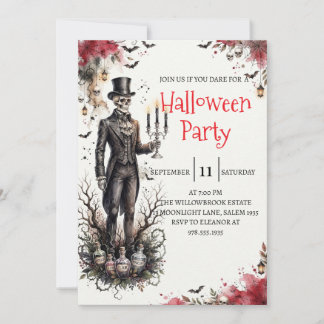 Gothic Skeleton Man Halloween Party Invitation