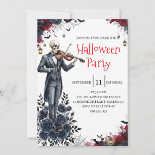 Gothic Skeleton Man Halloween Party Invitation
