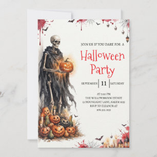 Gothic Skeleton Man Halloween Party Invitation