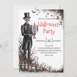 Gothic Skeleton Man Halloween Party Invitation