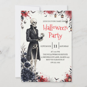 Gothic Skeleton Man Halloween Party Invitation