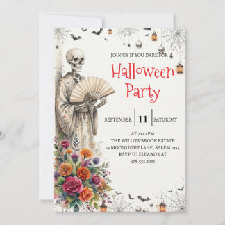 Gothic Skeleton Man Halloween Party Invitation