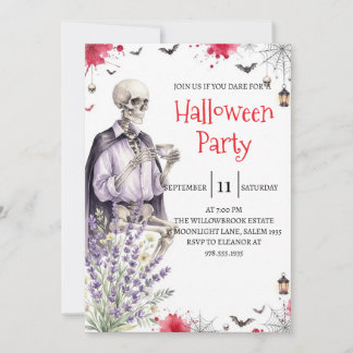 Gothic Skeleton Man Halloween Party Invitation