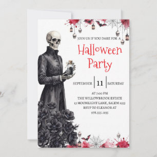 Gothic Skeleton Man Halloween Party Invitation