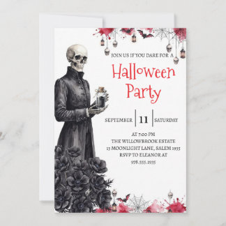 Gothic Skeleton Man Halloween Party Invitation