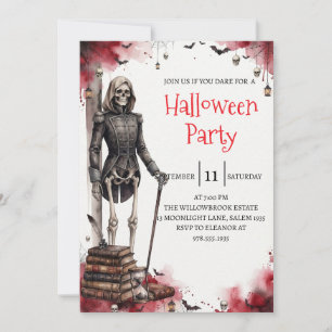 Gothic Skeleton Man Halloween Party Invitation