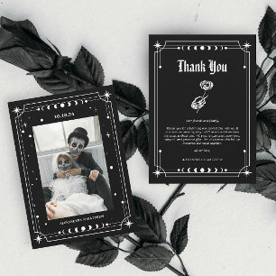 Gothic Skeleton Photo Halloween Wedding Thank You Card