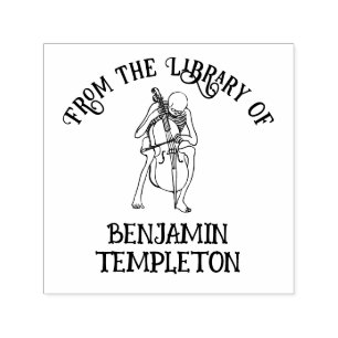 Gothic Skeleton Playing Cello Library Book Name Self-inking Stamp