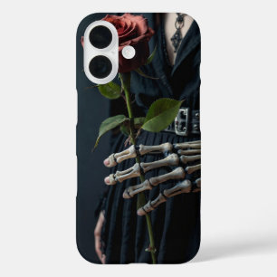 Gothic Skeleton Rose Halloween iPhone 16 Case