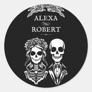 Gothic skeleton roses couple wedding Sticker