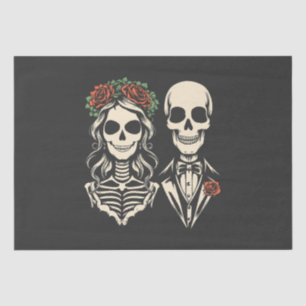 Gothic skeleton roses couple wedding  tissue paper