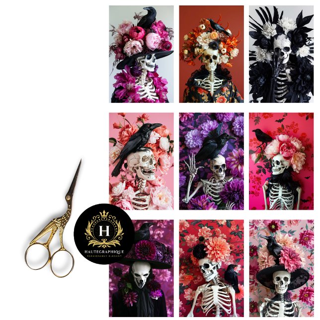 Gothic Skeleton Skull Junk Journal Decoupage  Tissue Paper (Creator Uploaded)