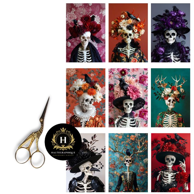 Gothic Skeleton Skull Junk Journal Decoupage  Tissue Paper (Creator Uploaded)