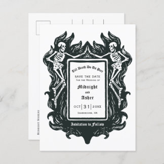 Gothic Skeleton Til Death Do Us Part Save the Date Announcement Postcard