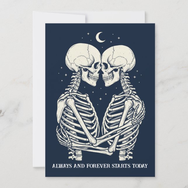 Gothic Skeleton Wedding Invitation Romantic Night (Front)
