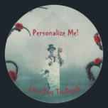 Gothic Skeleton Wedding Love You To Death Note Classic Round Sticker<br><div class="desc">Add a custom-made personal message on the Gothic Skeleton Wedding Love You To Death Stickers. You can fully customise them with a salutation,  thank you,  celebration wishes,  sympathy,  or anything else you want.</div>