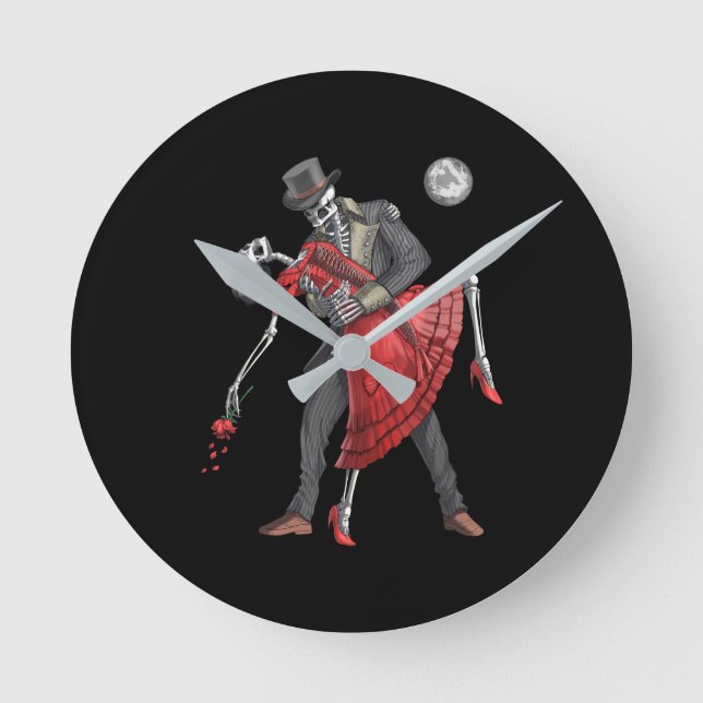 Gothic Skeletons Dancing Round Clock (Front)