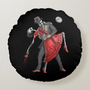 Gothic Skeletons Dancing Round Cushion