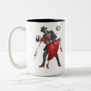 Gothic Skeletons Dancing Two-Tone Coffee Mug