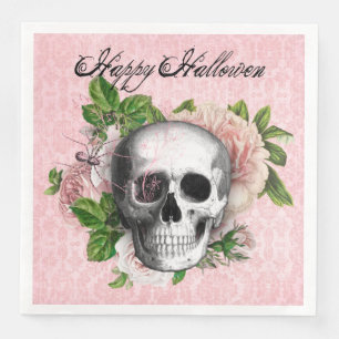 Gothic Skul with Roses   Halloween Napkin