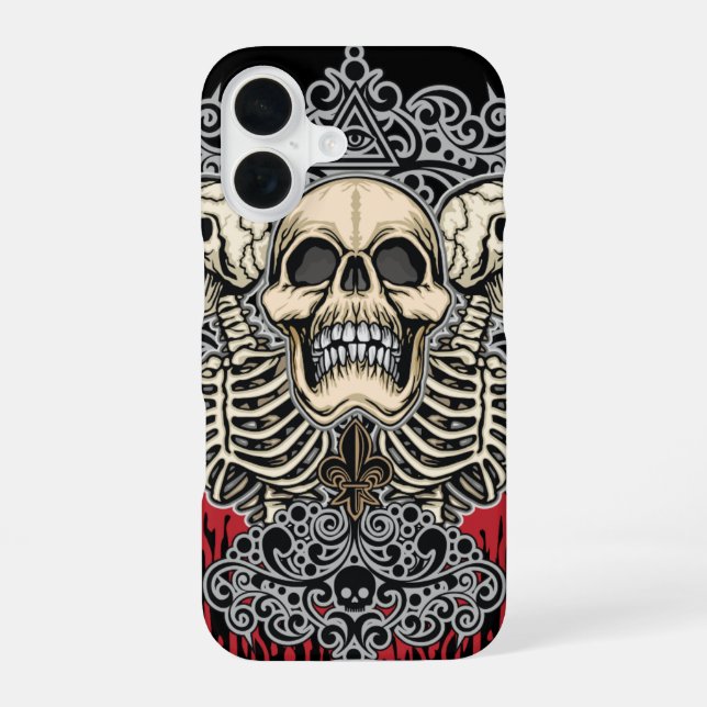 Gothic Skull & All-Seeing Eye  iPhone 16 Case (Back)