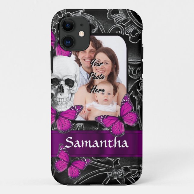 Gothic skull and butterflies Case-Mate iPhone case (Back)