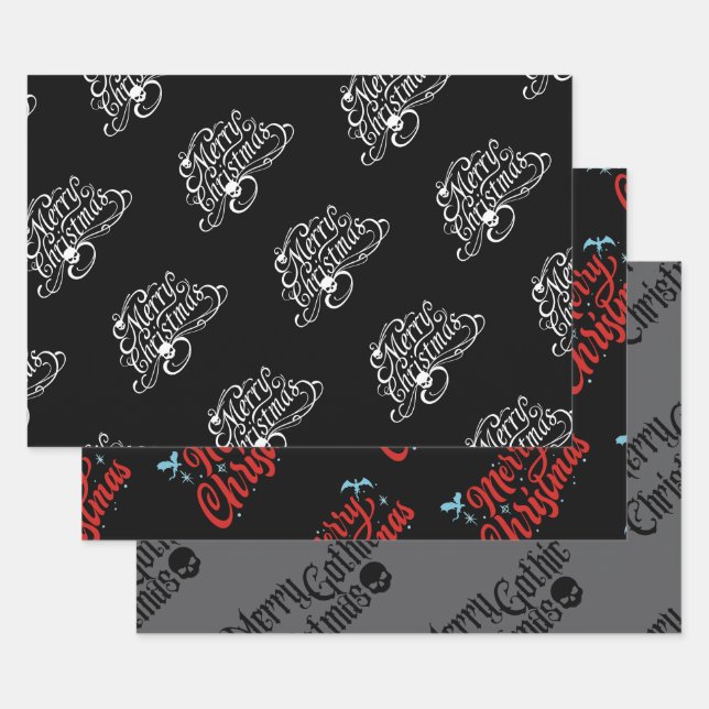 Gothic Skull and Dragon Merry Christmas Gift Paper (Set)