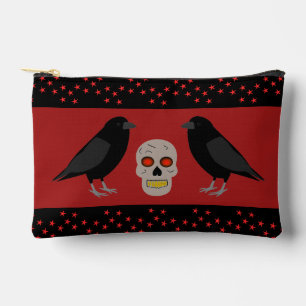 Gothic Skull and Guardian Ravens Halloween Accessory Pouch